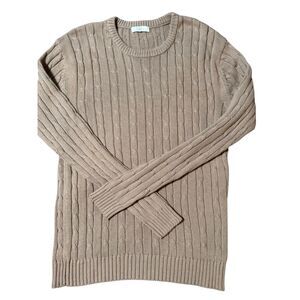 Net Men's beige cable knit crewneck sweater L